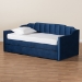Baxton Studio Lennon Modern and Contemporary Navy Blue Velvet Fabric Upholstered Twin Size Daybed with Trundle - BSOCF9172-Navy Blue Velvet-Daybed-T/T