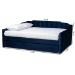 Baxton Studio Lennon Modern and Contemporary Navy Blue Velvet Fabric Upholstered Full Size Daybed with Trundle - BSOCF9172-Navy Blue Velvet-Daybed-F/T