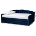 Baxton Studio Lennon Modern and Contemporary Navy Blue Velvet Fabric Upholstered Full Size Daybed with Trundle - BSOCF9172-Navy Blue Velvet-Daybed-F/T
