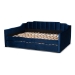 Baxton Studio Lennon Modern and Contemporary Navy Blue Velvet Fabric Upholstered Full Size Daybed with Trundle - BSOCF9172-Navy Blue Velvet-Daybed-F/T
