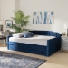Baxton Studio Lennon Modern and Contemporary Navy Blue Velvet Fabric Upholstered Full Size Daybed with Trundle - BSOCF9172-Navy Blue Velvet-Daybed-F/T