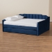 Baxton Studio Lennon Modern and Contemporary Navy Blue Velvet Fabric Upholstered Full Size Daybed with Trundle - BSOCF9172-Navy Blue Velvet-Daybed-F/T