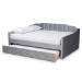 Baxton Studio Lennon Modern and Contemporary Grey Velvet Fabric Upholstered Full Size Daybed with Trundle - BSOCF9172-Silver Grey Velvet-Daybed-F/T