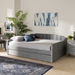 Baxton Studio Lennon Modern and Contemporary Grey Velvet Fabric Upholstered Full Size Daybed with Trundle - BSOCF9172-Silver Grey Velvet-Daybed-F/T