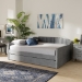 Baxton Studio Lennon Modern and Contemporary Grey Velvet Fabric Upholstered Full Size Daybed with Trundle - BSOCF9172-Silver Grey Velvet-Daybed-F/T