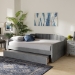 Baxton Studio Lennon Modern and Contemporary Grey Velvet Fabric Upholstered Full Size Daybed with Trundle - BSOCF9172-Silver Grey Velvet-Daybed-F/T