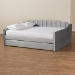Baxton Studio Lennon Modern and Contemporary Grey Velvet Fabric Upholstered Full Size Daybed with Trundle - BSOCF9172-Silver Grey Velvet-Daybed-F/T