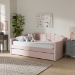 Baxton Studio Lennon Modern and Contemporary Pink Velvet Fabric Upholstered Twin Size Daybed with Trundle - BSOCF9172-Pink Velvet Velvet-Daybed-T/T