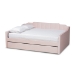 Baxton Studio Lennon Modern and Contemporary Pink Velvet Fabric Upholstered Full Size Daybed with Trundle