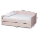 Baxton Studio Lennon Modern and Contemporary Pink Velvet Fabric Upholstered Full Size Daybed with Trundle - BSOCF9172-Pink Velvet Velvet-Daybed-F/T