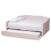 Baxton Studio Lennon Modern and Contemporary Pink Velvet Fabric Upholstered Full Size Daybed with Trundle - BSOCF9172-Pink Velvet Velvet-Daybed-F/T