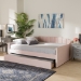 Baxton Studio Lennon Modern and Contemporary Pink Velvet Fabric Upholstered Full Size Daybed with Trundle - BSOCF9172-Pink Velvet Velvet-Daybed-F/T