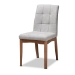 Baxton Studio Tara Mid-Century Modern Light Grey Fabric Upholstered and Walnut Brown Finished Wood 7-Piece Dining Set - BSORDC714-Light Grey/Walnut-7PC Dining Set