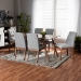 Baxton Studio Tara Mid-Century Modern Light Grey Fabric Upholstered and Walnut Brown Finished Wood 7-Piece Dining Set - BSORDC714-Light Grey/Walnut-7PC Dining Set