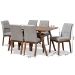 Baxton Studio Tara Mid-Century Modern Light Grey Fabric Upholstered and Walnut Brown Finished Wood 7-Piece Dining Set - BSORDC714-Light Grey/Walnut-7PC Dining Set