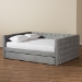 Baxton Studio Larkin Modern and Contemporary Grey Velvet Fabric Upholstered Queen Size Daybed with Trundle - BSOCF9227-Silver Grey Velvet-Daybed-Q/T