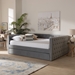 Baxton Studio Larkin Modern and Contemporary Grey Velvet Fabric Upholstered Full Size Daybed with Trundle - BSOCF9227-Silver Grey Velvet-Daybed-F/T
