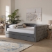 Baxton Studio Larkin Modern and Contemporary Grey Velvet Fabric Upholstered Queen Size Daybed with Trundle - BSOCF9227-Silver Grey Velvet-Daybed-Q/T