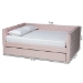 Baxton Studio Larkin Modern and Contemporary Pink Velvet Fabric Upholstered Full Size Daybed with Trundle - BSOCF9227-Pink Velvet Velvet-Daybed-F/T