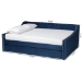 Baxton Studio Raphael Modern and Contemporary Navy Blue Velvet Fabric Upholstered Queen Size Daybed with Trundle - BSOCF9228 -Navy Blue Velvet-Daybed-Q/T