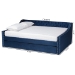 Baxton Studio Raphael Modern and Contemporary Navy Blue Velvet Fabric Upholstered Queen Size Daybed with Trundle - BSOCF9228 -Navy Blue Velvet-Daybed-Q/T
