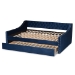 Baxton Studio Raphael Modern and Contemporary Navy Blue Velvet Fabric Upholstered Queen Size Daybed with Trundle - BSOCF9228 -Navy Blue Velvet-Daybed-Q/T