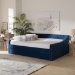 Baxton Studio Raphael Modern and Contemporary Navy Blue Velvet Fabric Upholstered Queen Size Daybed with Trundle - BSOCF9228 -Navy Blue Velvet-Daybed-Q/T
