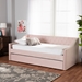 Baxton Studio Raphael Modern and Contemporary Pink Velvet Fabric Upholstered Twin Size Daybed with Trundle - BSOCF9228 -Pink Velvet-Daybed-T/T