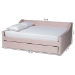 Baxton Studio Raphael Modern and Contemporary Pink Velvet Fabric Upholstered Full Size Daybed with Trundle - BSOCF9228 -Pink Velvet-Daybed-F/T