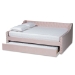 Baxton Studio Raphael Modern and Contemporary Pink Velvet Fabric Upholstered Full Size Daybed with Trundle - BSOCF9228 -Pink Velvet-Daybed-F/T