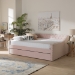 Baxton Studio Raphael Modern and Contemporary Pink Velvet Fabric Upholstered Full Size Daybed with Trundle - BSOCF9228 -Pink Velvet-Daybed-F/T