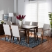 Baxton Studio Glenda Mid-Century Modern Greyish Beige Fabric Upholstered and Walnut Brown Finished Wood 7-Piece Dining Set - BSOBBT5267-Greyish Beige/Walnut-7PC Dining Set