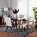 Baxton Studio Glenda Mid-Century Modern Greyish Beige Fabric Upholstered and Walnut Brown Finished Wood 5-Piece Dining Set - BSOBBT5267-Greyish Beige/Walnut-5PC Dining Set