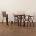 Baxton Studio Glenda Mid-Century Modern Greyish Beige Fabric Upholstered and Walnut Brown Finished Wood 5-Piece Dining Set - BSOBBT5267-Greyish Beige/Walnut-5PC Dining Set