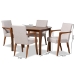 Baxton Studio Glenda Mid-Century Modern Greyish Beige Fabric Upholstered and Walnut Brown Finished Wood 5-Piece Dining Set - BSOBBT5267-Greyish Beige/Walnut-5PC Dining Set