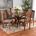 Baxton Studio Callie Modern and Contemporary Grey Fabric Upholstered and Walnut Brown Finished Wood 7-Piece Dining Set - BSOCallie-Grey/Walnut-7PC Dining Set