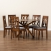 Baxton Studio Callie Modern and Contemporary Grey Fabric Upholstered and Walnut Brown Finished Wood 7-Piece Dining Set - BSOCallie-Grey/Walnut-7PC Dining Set