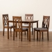 Baxton Studio Cherese Modern and Contemporary Grey Fabric Upholstered and Walnut Brown Finished 5-Piece Wood Dining Set - BSORH334C-Grey/Walnut-5PC Dining Set