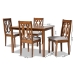 Baxton Studio Cherese Modern and Contemporary Grey Fabric Upholstered and Walnut Brown Finished 5-Piece Wood Dining Set - BSORH334C-Grey/Walnut-5PC Dining Set