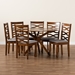 Baxton Studio Mila Modern and Contemporary Grey Fabric Upholstered and Walnut Brown Finished Wood 7-Piece Dining Set - BSOMila-Grey/Walnut-7PC Dining Set