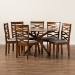 Baxton Studio Mila Modern and Contemporary Grey Fabric Upholstered and Walnut Brown Finished Wood 7-Piece Dining Set - BSOMila-Grey/Walnut-7PC Dining Set
