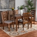 Baxton Studio Lanier Modern and Contemporary Grey Fabric Upholstered and Walnut Brown Finished Wood 5-Piece Dining Set - BSORH318C-Grey/Walnut-5PC Dining Set