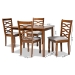 Baxton Studio Lanier Modern and Contemporary Grey Fabric Upholstered and Walnut Brown Finished Wood 5-Piece Dining Set - BSORH318C-Grey/Walnut-5PC Dining Set