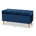 Baxton Studio Hanley Modern and Contemporary Navy Blue Velvet Fabric Upholstered and Walnut Brown Finished Wood Storage Ottoman - BSOHY2A19B046S-Navy Blue Velvet-Otto