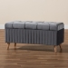 Baxton Studio Hanley Modern and Contemporary Grey Velvet Fabric Upholstered and Walnut Brown Finished Wood Storage Ottoman - BSOHY2A19B046S-Grey Velvet-Otto