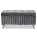 Baxton Studio Hanley Modern and Contemporary Grey Velvet Fabric Upholstered and Walnut Brown Finished Wood Storage Ottoman - BSOHY2A19B046S-Grey Velvet-Otto