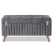 Baxton Studio Hanley Modern and Contemporary Grey Velvet Fabric Upholstered and Walnut Brown Finished Wood Storage Ottoman - BSOHY2A19B046S-Grey Velvet-Otto