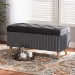 Baxton Studio Hanley Modern and Contemporary Grey Velvet Fabric Upholstered and Walnut Brown Finished Wood Storage Ottoman - BSOHY2A19B046S-Grey Velvet-Otto