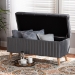 Baxton Studio Hanley Modern and Contemporary Grey Velvet Fabric Upholstered and Walnut Brown Finished Wood Storage Ottoman - BSOHY2A19B046S-Grey Velvet-Otto