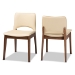 Baxton Studio Afton Mid-Century Modern Beige Faux Leather Upholstered and Walnut Brown Finished Wood 2-Piece Dining Chair Set